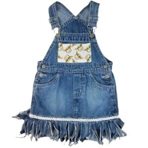 CHEROKEE Refashioned Upcycled Yoda Jean Overall Dress - Toddler Girl's Size 2 T